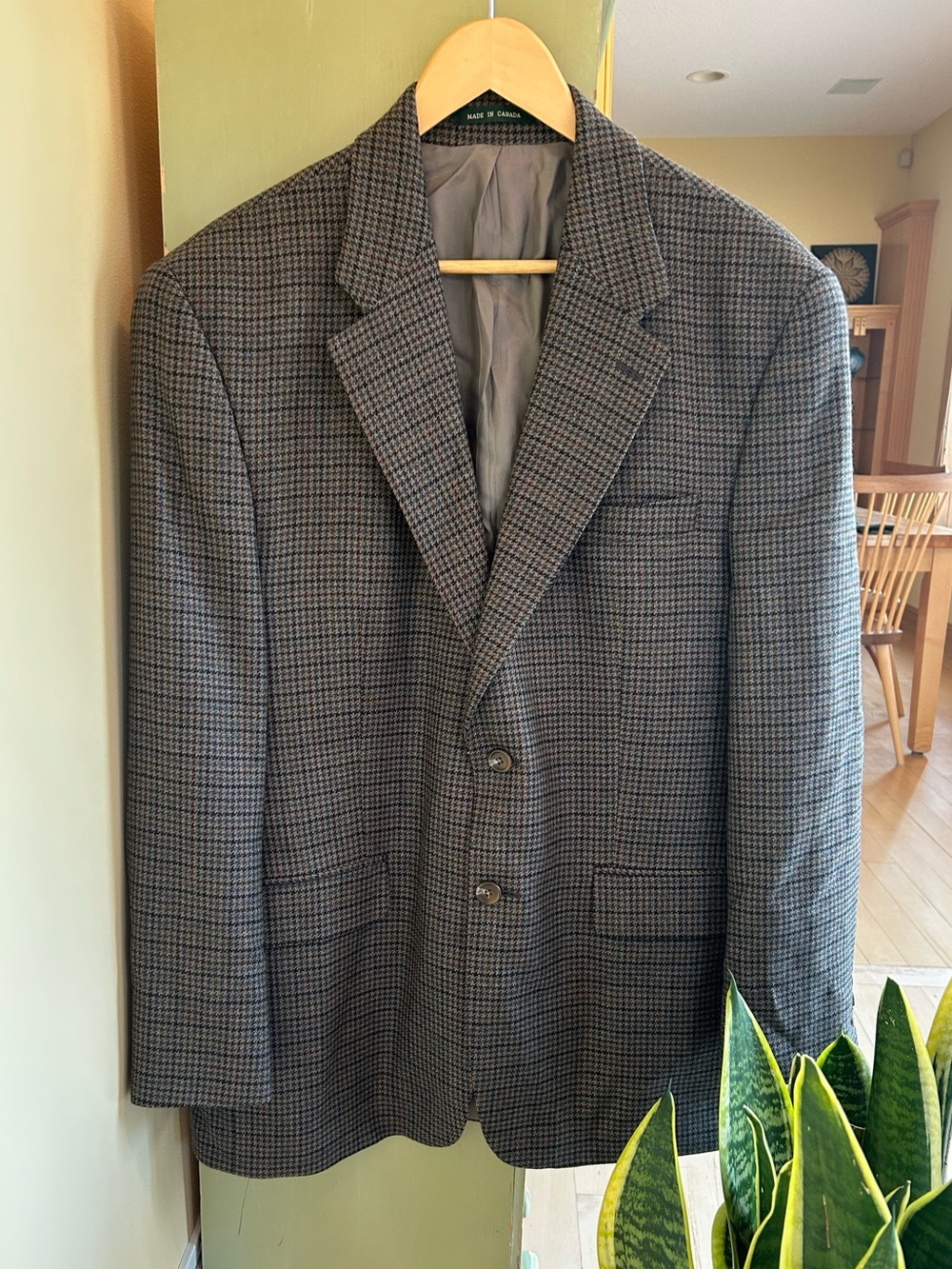 Vintage Y2K Lauren Ralph Lauren Men's Wool Houndstooth Blazer Sport Coat 42R